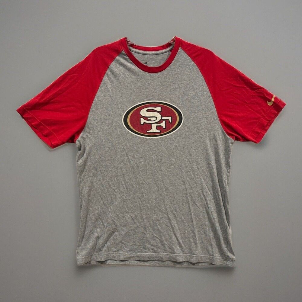 Nike Mens San Francisco 49ers T Shirt Sz L Red Gray SS Color Block Tee NFL